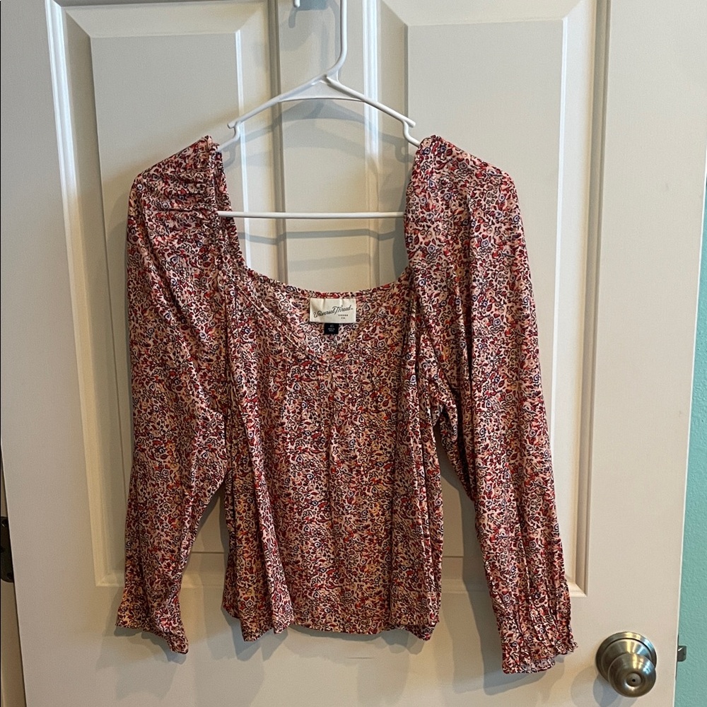 Universal Thread Red and Pink Floral Blouse